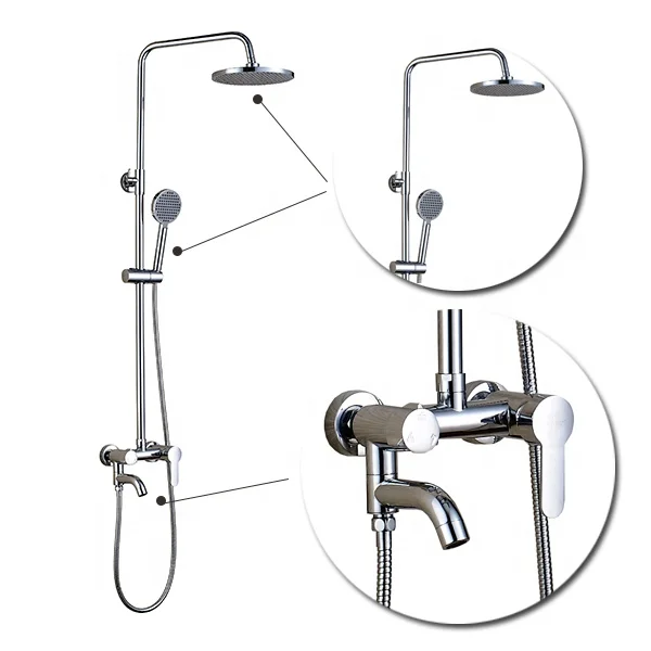 Bathroom Shower Column Faucets Taps Set Rain Bath Shower Mixer