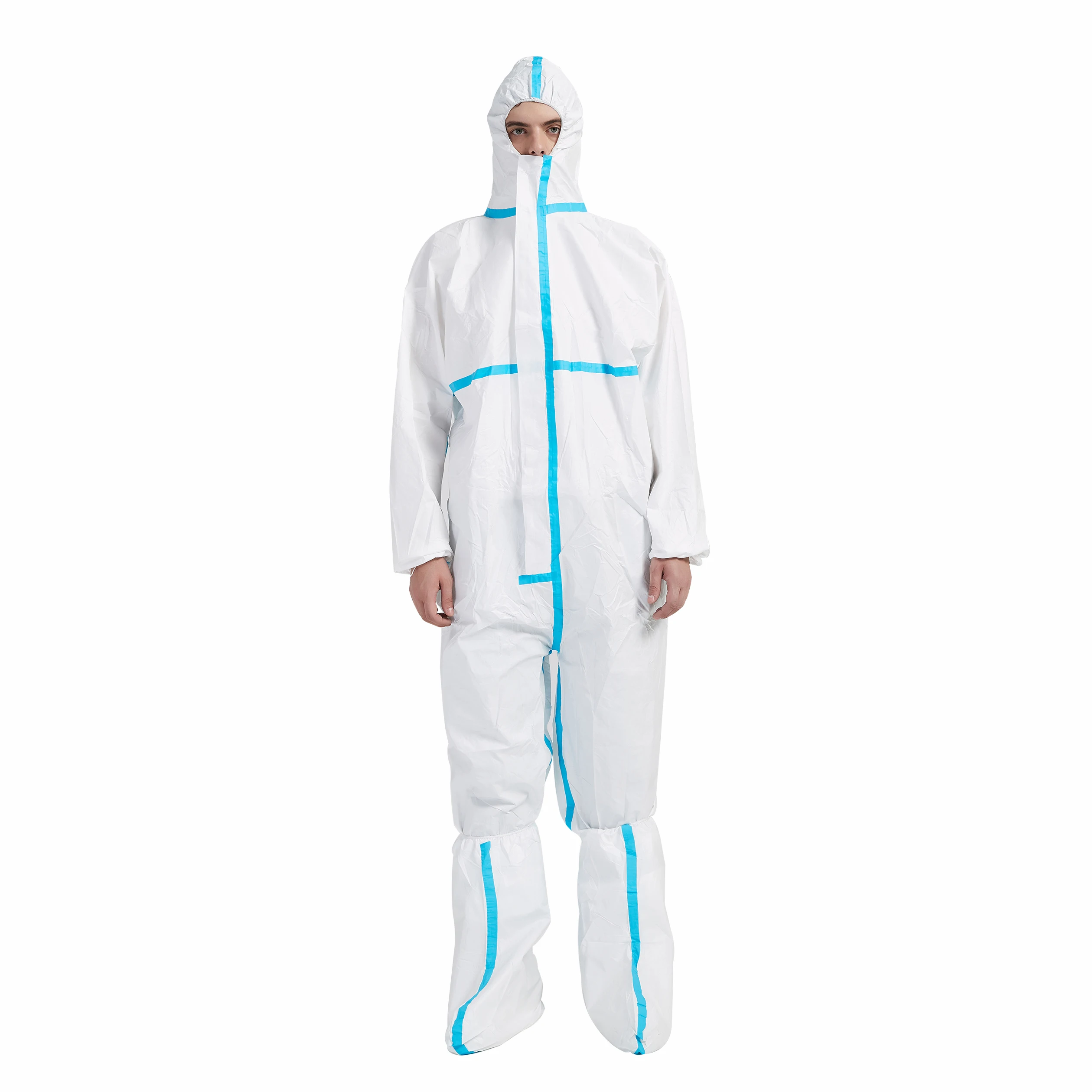 SF Medical Isolation Suits Hospital Gowns Disposable Isolation Clothing with Strips for Dustproof Waterproof Eco-friendly Carton
