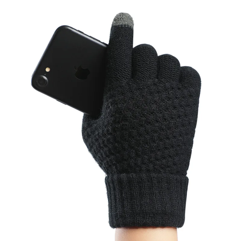 Customized Woman Screen Touch Glove Thicken Fashion Winter Warm Knitted Glove