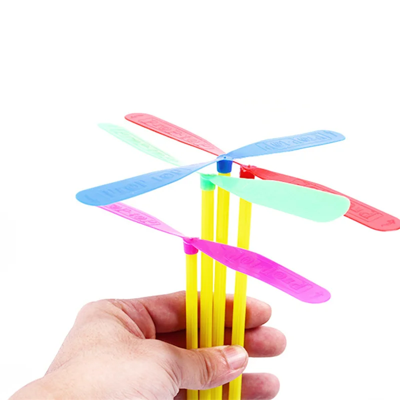 Novelty Plastic Bamboo Dragonfly Propeller Outdoor Classic Toy Kid Gift Rotating Flying Arrow Multicolor Random Color