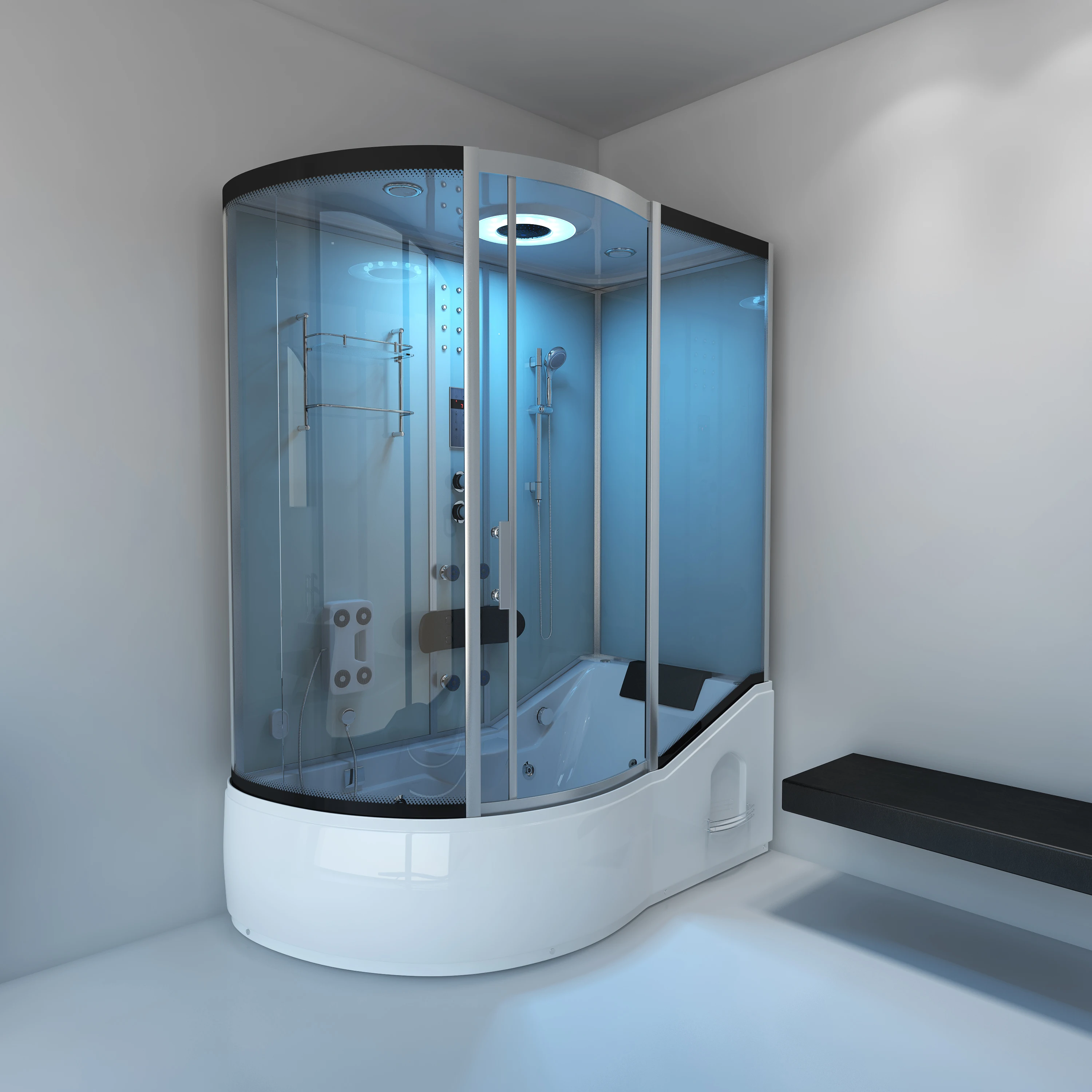 Best Sell Super Big Volume Acrylic Tray Hydro Massage Bathtub Outdoor Steam Shower Room