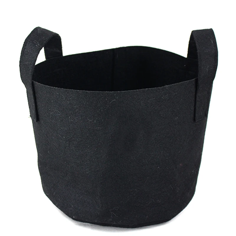 5 Pack 15 Gallons Heavy Duty Thickened Nonwoven Fabric Pots Grow Bags with Strap Handles Tan