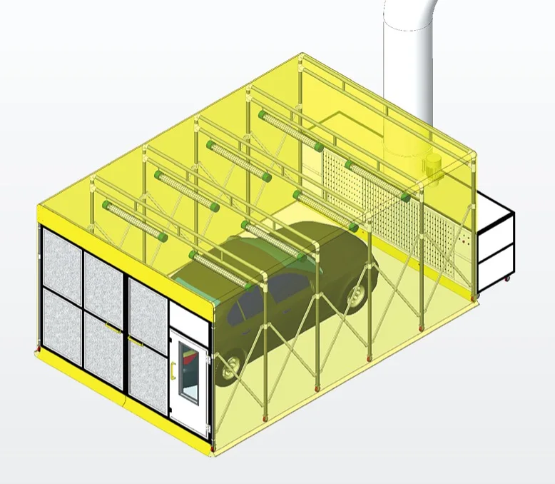 New Listing High Quality customized COLOR 5.5kw Eps or Rock Wool or Pvc water wash wash spray booth for Motorbike