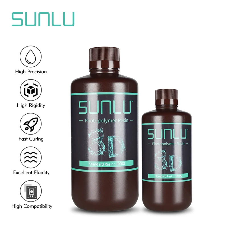 УФ-смола SUNLU фоточувствительная смола с 3D-принтом однотонные прозрачные цвета совместимая большинством полимерных принтеров на