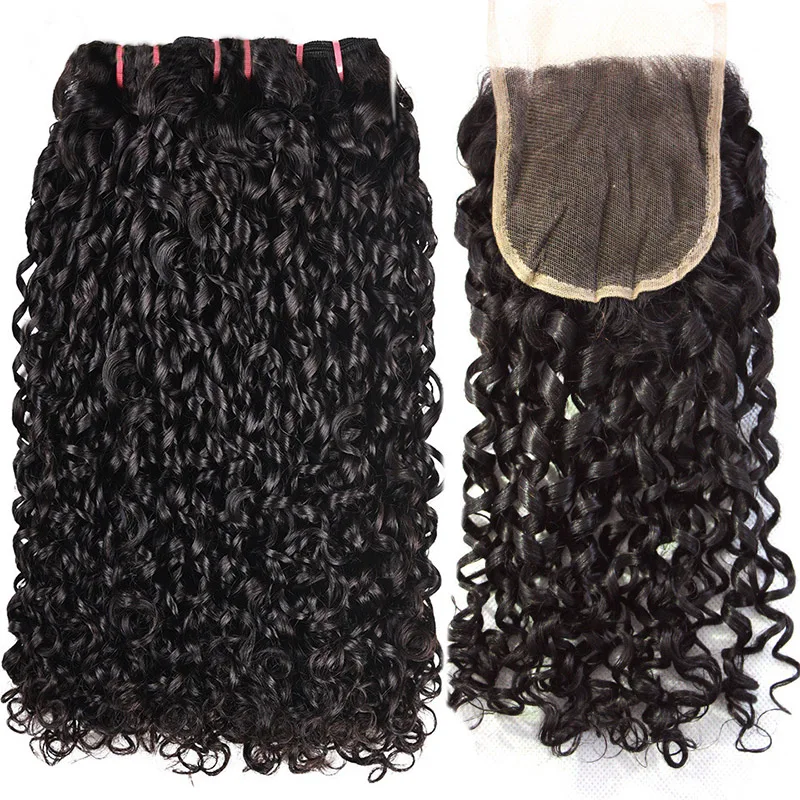 Ali Grace Mink Brazilian Hair Pixie Curl Bundles with Closure Pissy Curly Hair Extension Super Double Drawn Human Hair yexin