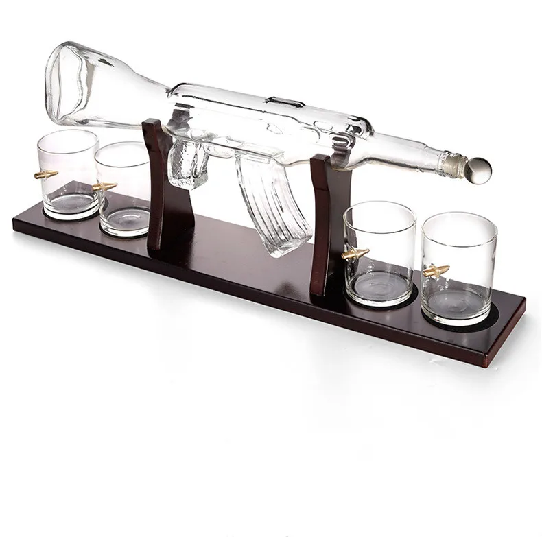 Unique 750ml Rifle Gun Shaped Glass Liquor Bottle Glass Whiskey Decanter for Bourbon