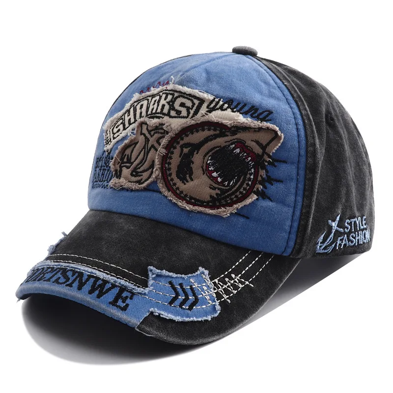 Men And Woman Baseball Cap Washed Retro Alphabet Embroidery Baseball Cap Outdoor Washed Old Denim Soft Top Sunshade