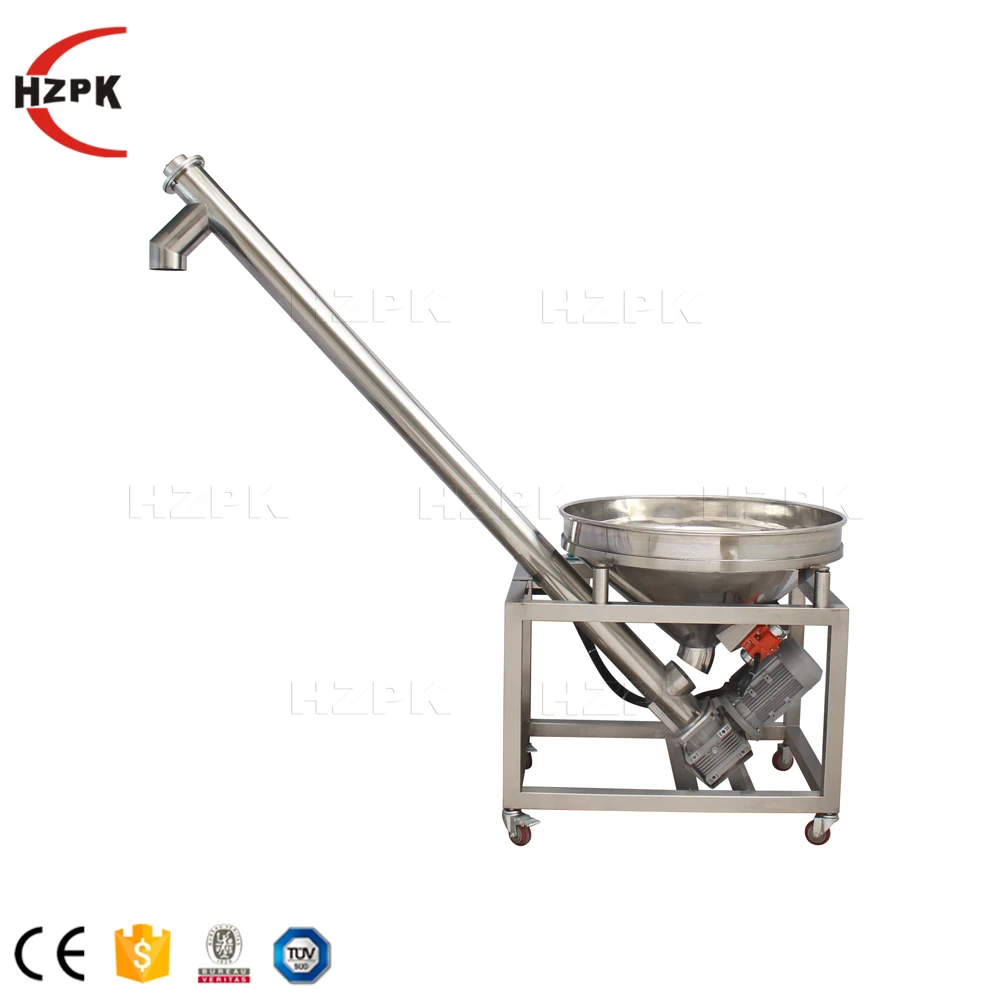 HZPK stainless steel sand grain plastic particles milk powder oblique rise auger screw conveyor feeder