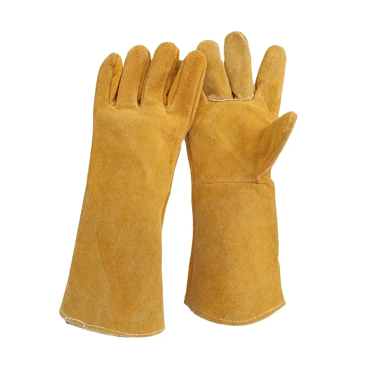 Yellow Cow Split Leather Long Sleeves Custom High Dexterity Welding Gloves for Tig Welder