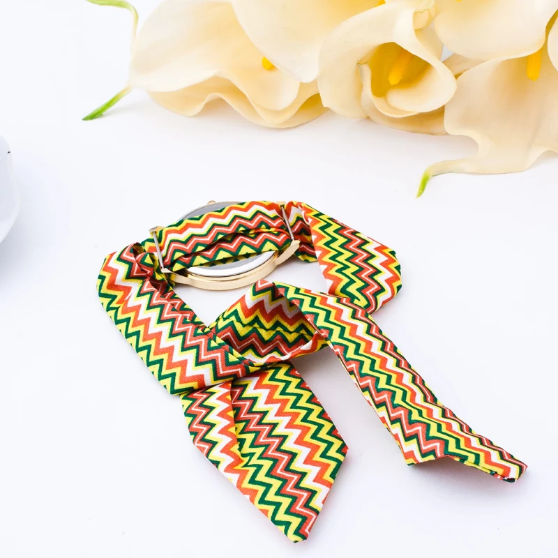 
Women Stripe Floral Cloth Quartz Watch Alloy Weave Wrap Wrist Watch Ladies Casual Simple Elegant Watch 