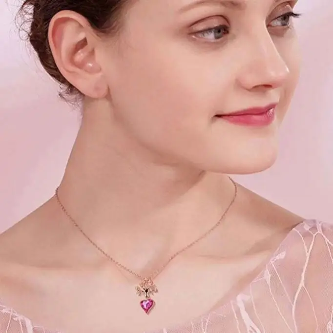  Tree Of Life Necklace Pink Crystal