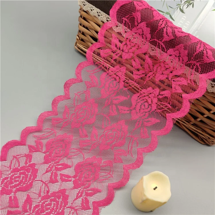 Clothes garment accessories stretch 18mm wide or customized width lace trim elastic 3D clothing fabric stretch lace