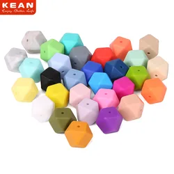 Customized Pearl Oyster Food Grade Teething Bead Flat Hexagon Silicone Beads For Necklace