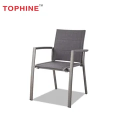 Outdoor furniture aluminum Extendable dining metal table mesh fabric chairs furniture set