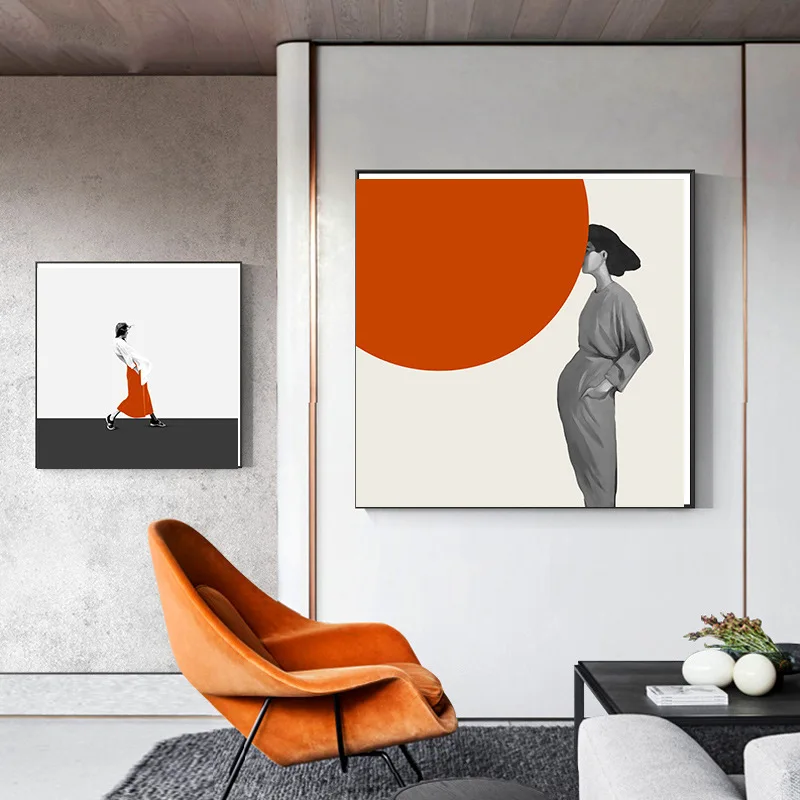 Wall Art Canvas Painting Big Hat Dresses Paris Fashion Girl Nordic Posters and Prints Wall Pictures for Living Room Home Decor