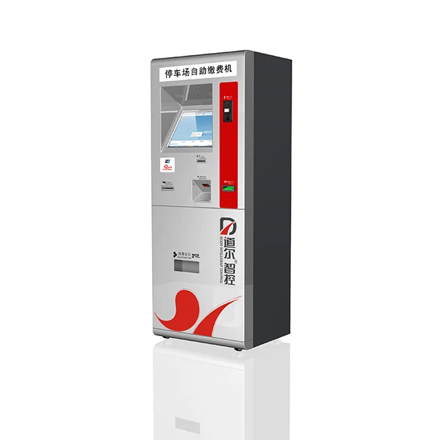 Parking kiosk self-service payment terminal kiosk machine with cash receiver and card dispenser