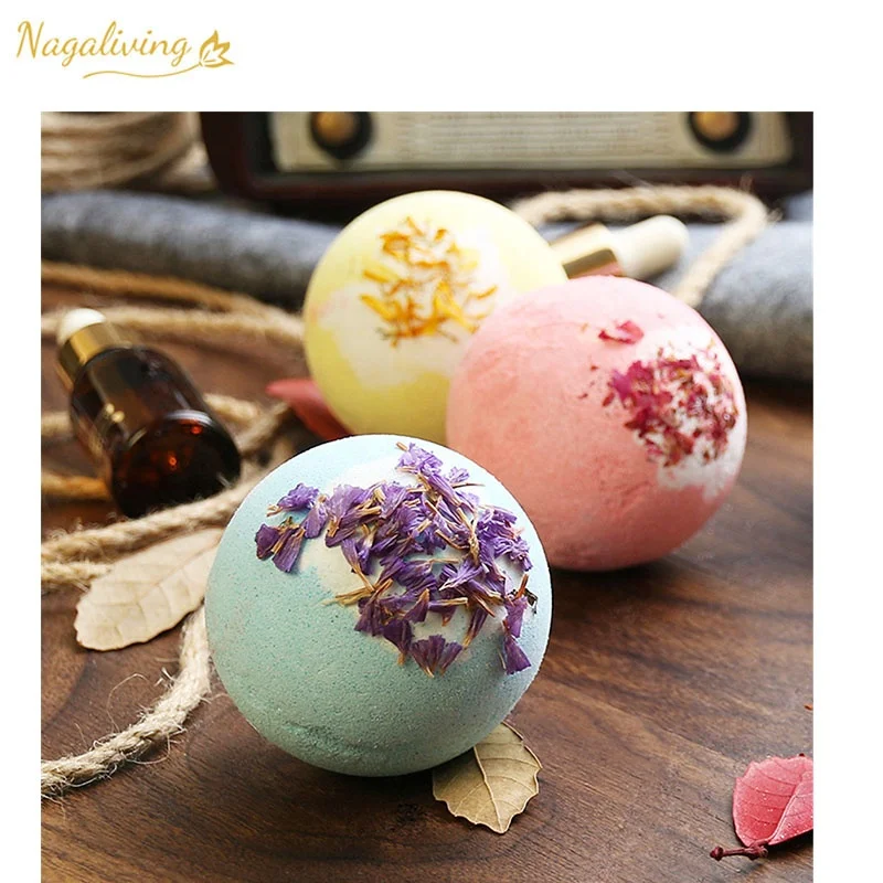 Private Label Skin Whitening Petal Bath Fizzer Ball vegan Organic Lavender Roses Essential Oil Dried Flower Bath Bombs Set