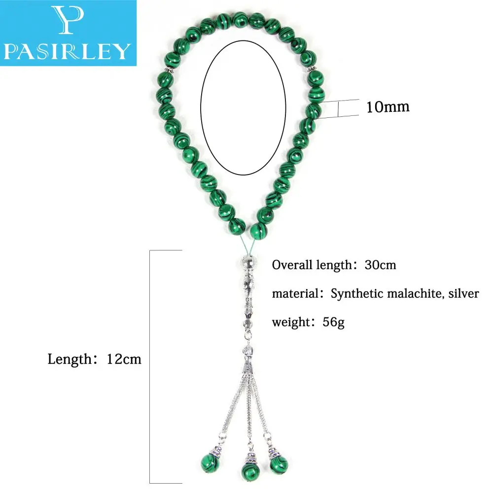 Synthetic malachite Muslim rosary 33 beads 10mm rosary Muslim Prayer bead Islamic Prayer bead Tabithi Rosary bracelet