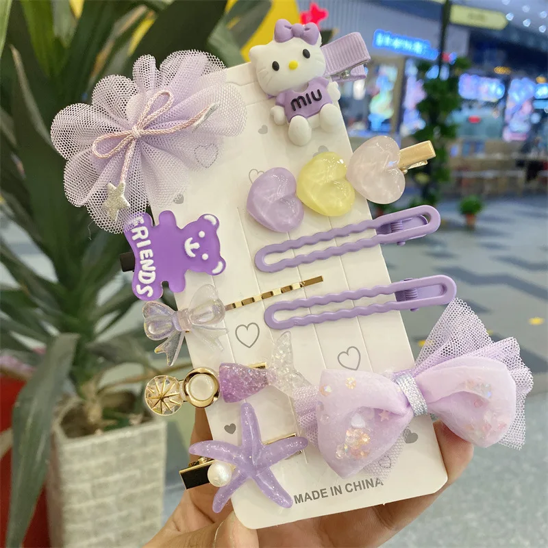 2023 Hot selling kids hairpin set 10pcs cartoon kids hair clips lovely hair clips for girls