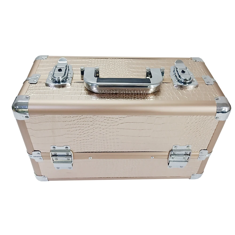 Portable Luxury Aluminum Makeup Case with Alligator