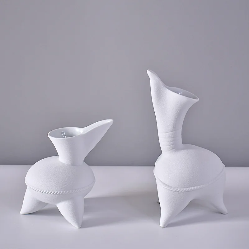 Nordic style Creative Design porcelain flower pot Home Decorative Abstract Handmade Body Base Art Ceramic Vase for home decor