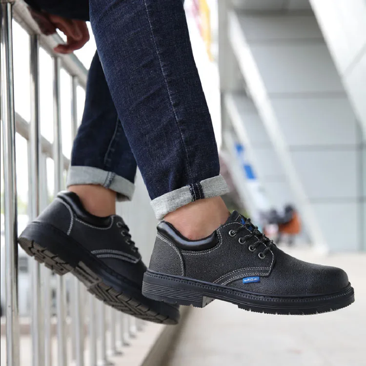 cost-effective  leather breathable fashion safety shoes with steel toe work leather safety shoes for men