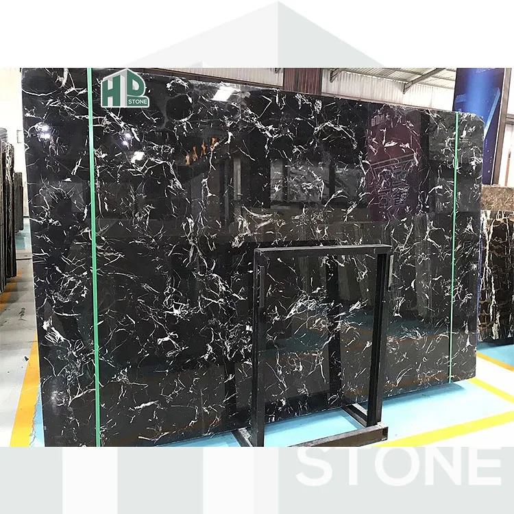 High-quality natural stone black marble slab with white veins for natural stone slabs from China