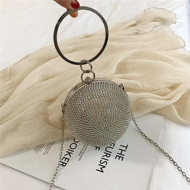 Новое поступление 2021, блестящая круглая Сумка-клатч, вечерняя сумка с шариками и бриллиантами, Свадебный клатч, кошелек