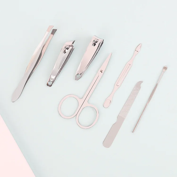 2023 Selling 7 Luxury Stainless Steel Nail Clippers Supported Trademark Custom Nail Pedicure Set, Leather Box