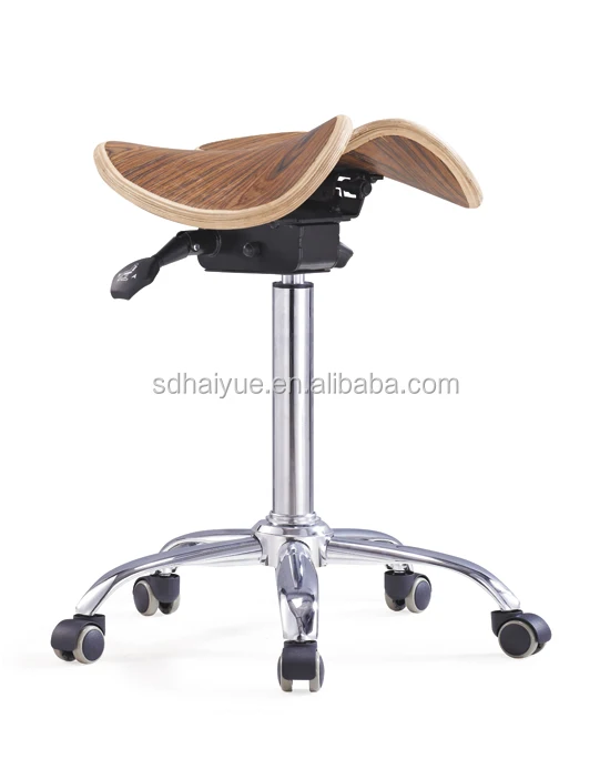 Ergonomic Plywood Saddle Seat Shaped Designer Use Stool HY5009