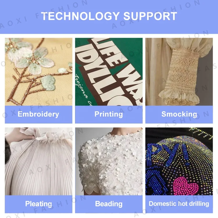 AOXI Fashion Garment Oem Clothing Manufacturers For Customs Clothes Apparel Design Service OEM Casual Womens Dress