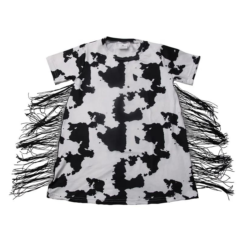 Hot sale Kids clothing cow printing boutique fashion sweet cute soft fabric little girl  t-dress