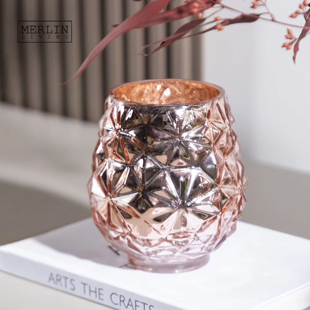 Роскошная стеклянная ваза Merlin из розового золота, украшение для стола, стеклянная ваза, декор для скандинавской вазы