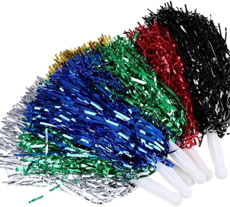 metallic PET cheering poms wholesale customize dance props festival decorations cheerleading pom for football basketball