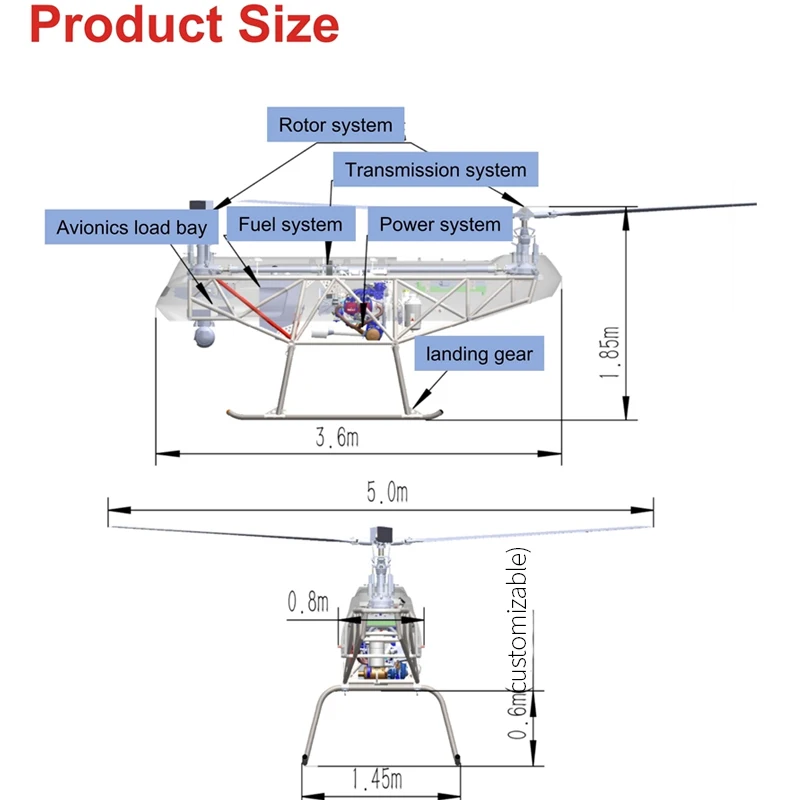AC 600 Large Load Fire Rescue Cargo Transport Heavy Unmanned Helicopter