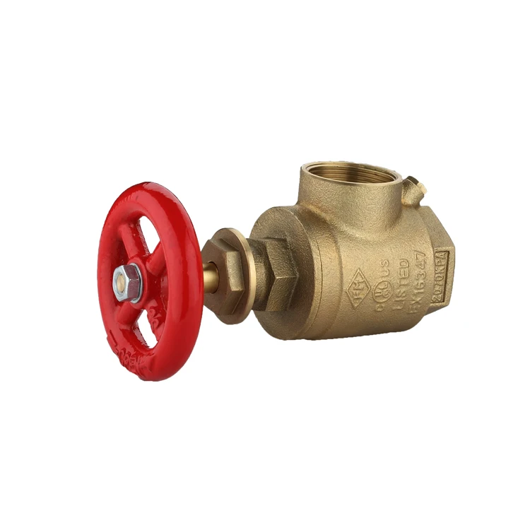 Brass Fire Fighting Pipes Fire Protection System Fire Sprinkler System Brass Angle Hose Valve with red painted FM UL Certificate
