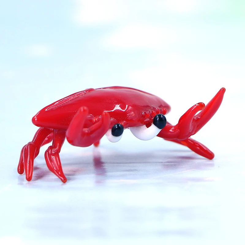 Colorful Lampwork Art Murano Glass Small Crab Animal Figurine