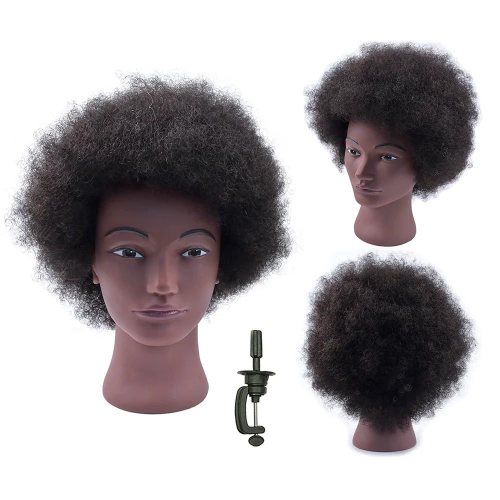 100% indian human curly hair mannequin head afro real hair braiding afro training head