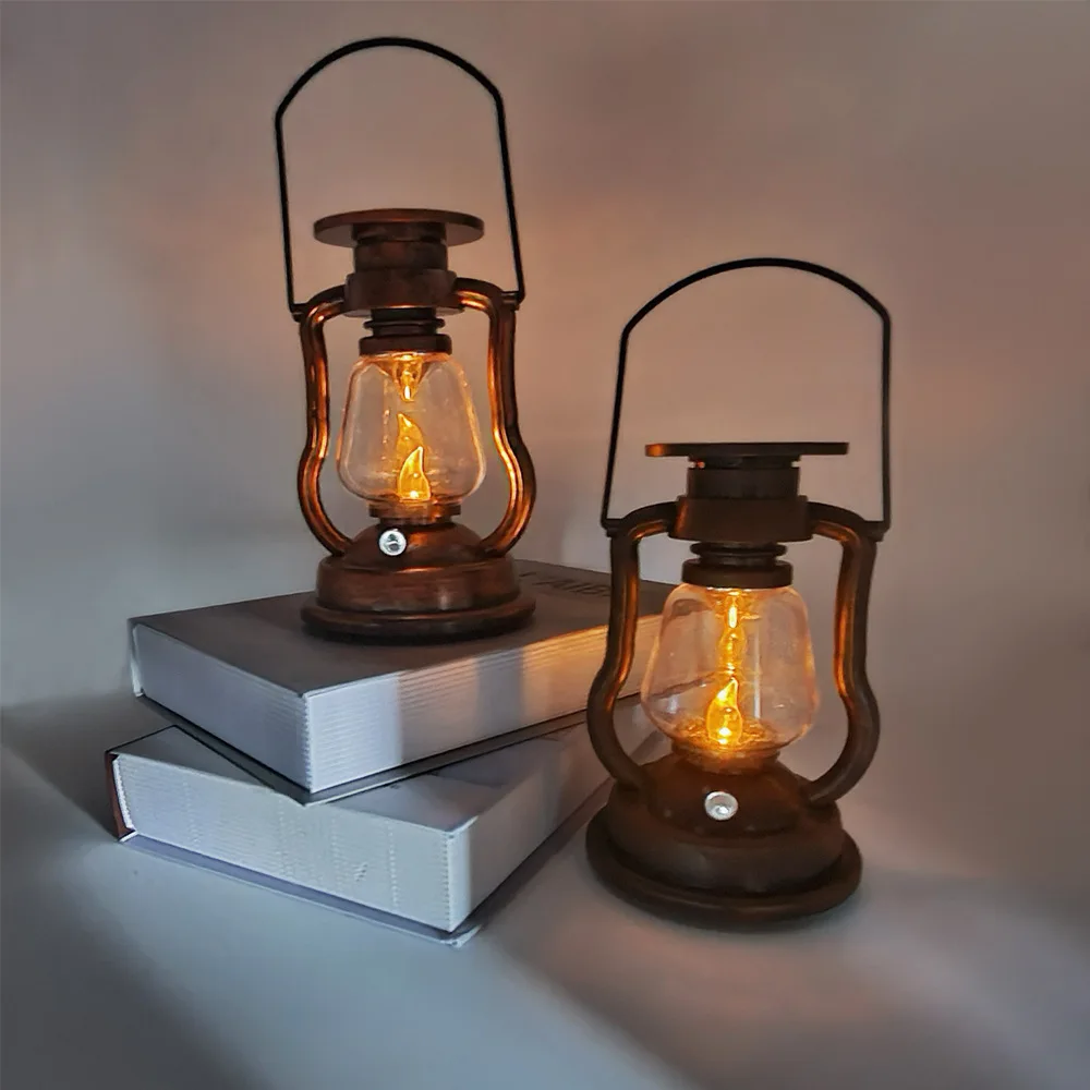 Garden decorative ambient Light kerosene lamps Portable oil lantern antique style fence solar light