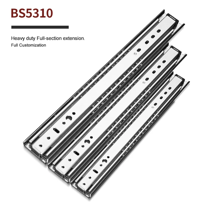 53mm height 19 mm heavy duty ball bearing drawer sliders full extension telescopic rails 3 fold kitchen drawer guide slide rails