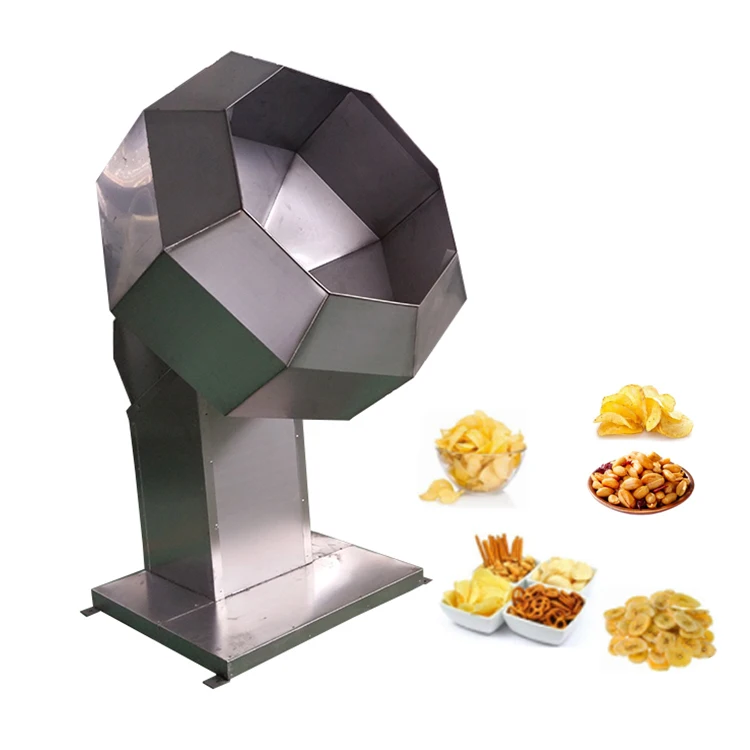 More Degree Full Automatic Double Octagonal Flacoring Drum Seasoning Line For Corn Puffed Snacks Fried Snacks