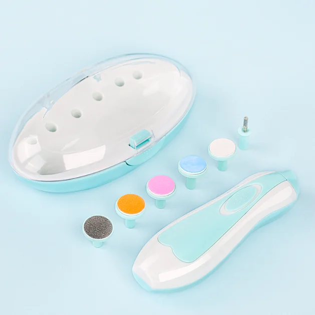 Mini portable 6 in 1 bebe baby electric nail cutter trimmer polisher handle clippers manikure for baby
