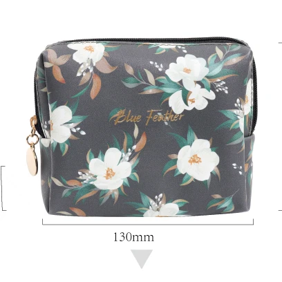 Elegant Digital Printing Flower Pattern Synthetic Leather lady makeup bag, purse, cosmetic bag