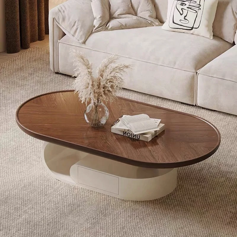 Modern simple small living room home network red creative cream new designer walnut solid wood coffee table