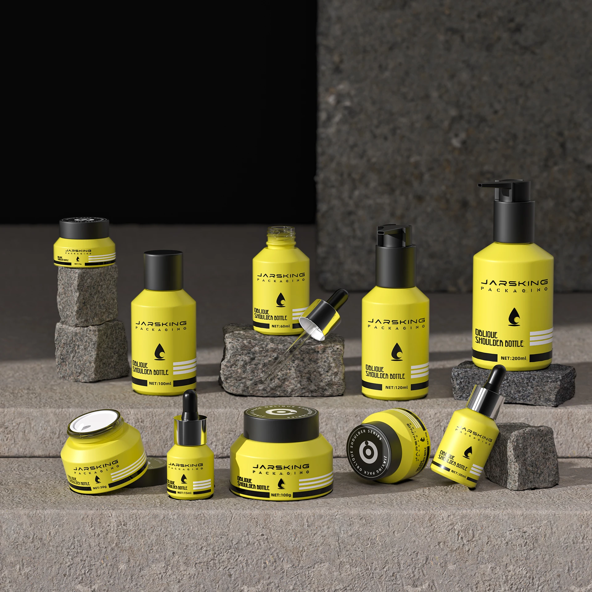 Luxury 15 30 g 60 100 120 200 ml 4 oz empty skincare cream jar set packaging glass cosmetic pump spray serum toner bottle