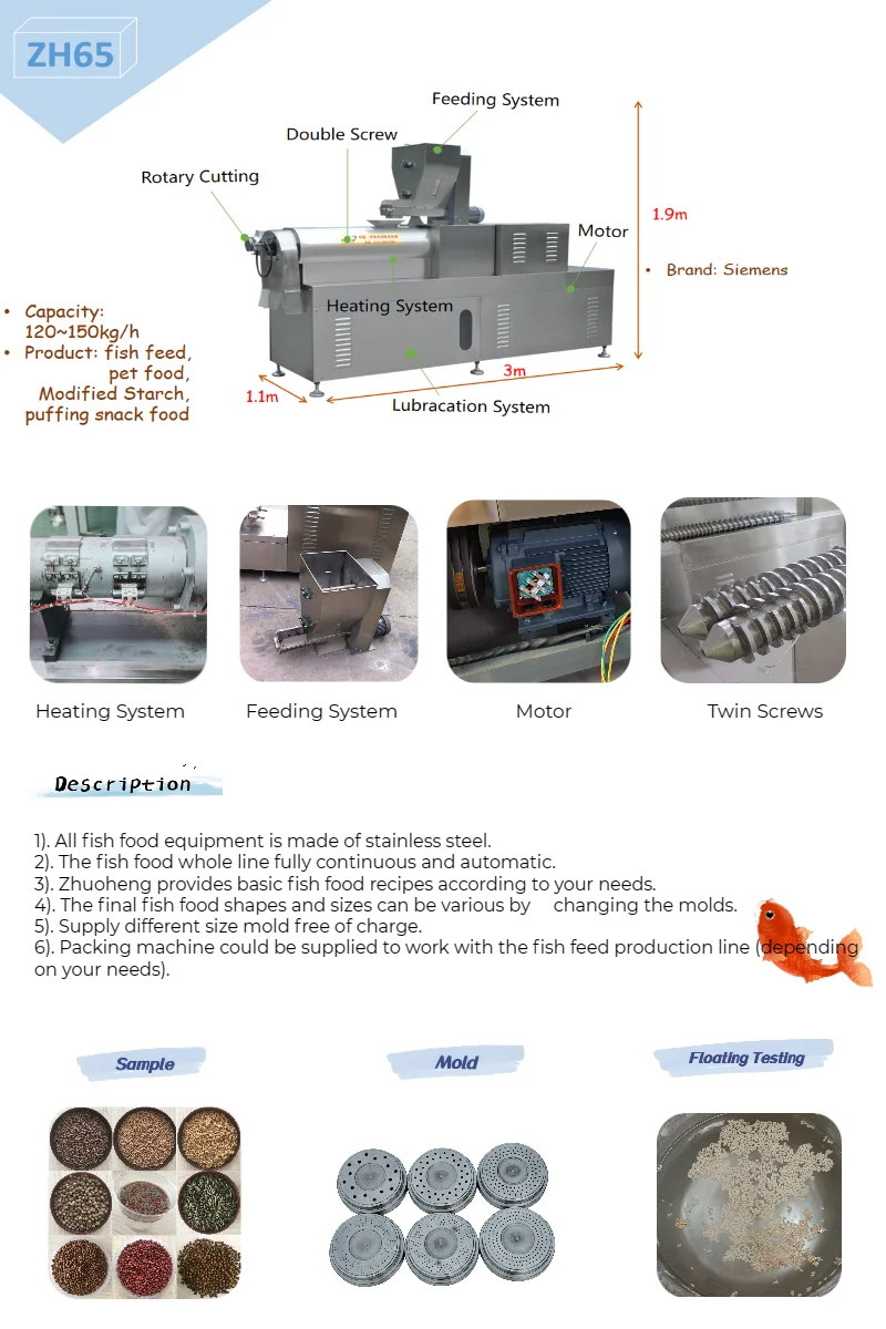 OEM DESIGN dry dog food/ fish feeding automatic making machine full production line for pet food factory