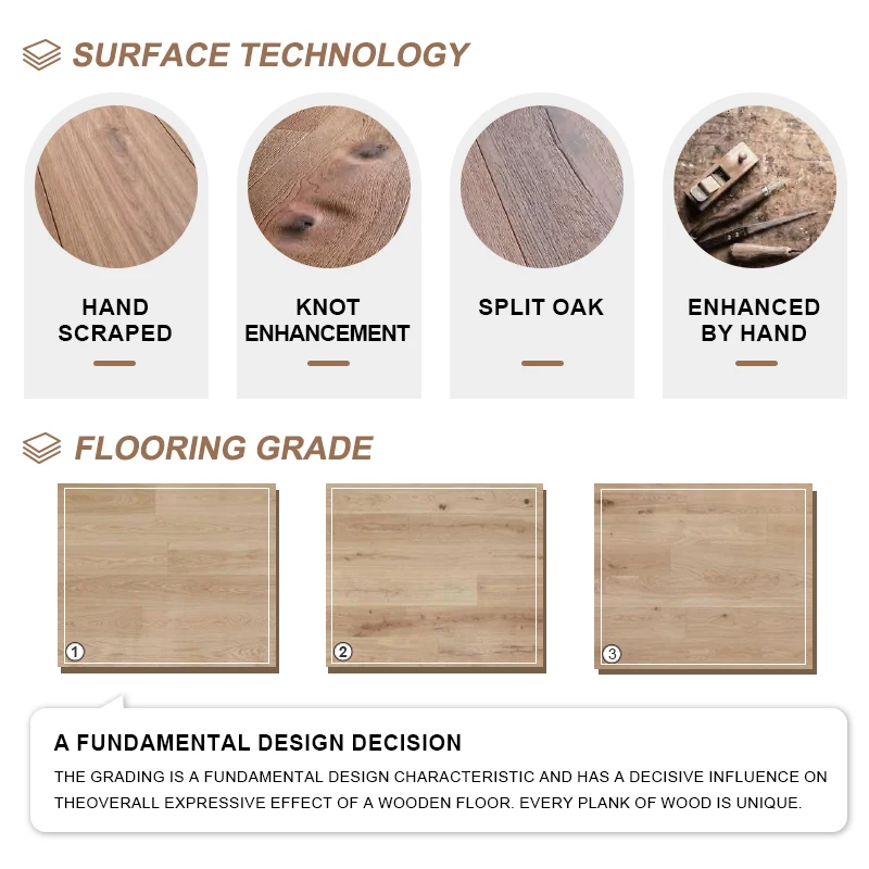 FSII Boards Outdoor Engineered Timber Oak Flooring Brushed Parquet Oak Solid Hardwood Flooring