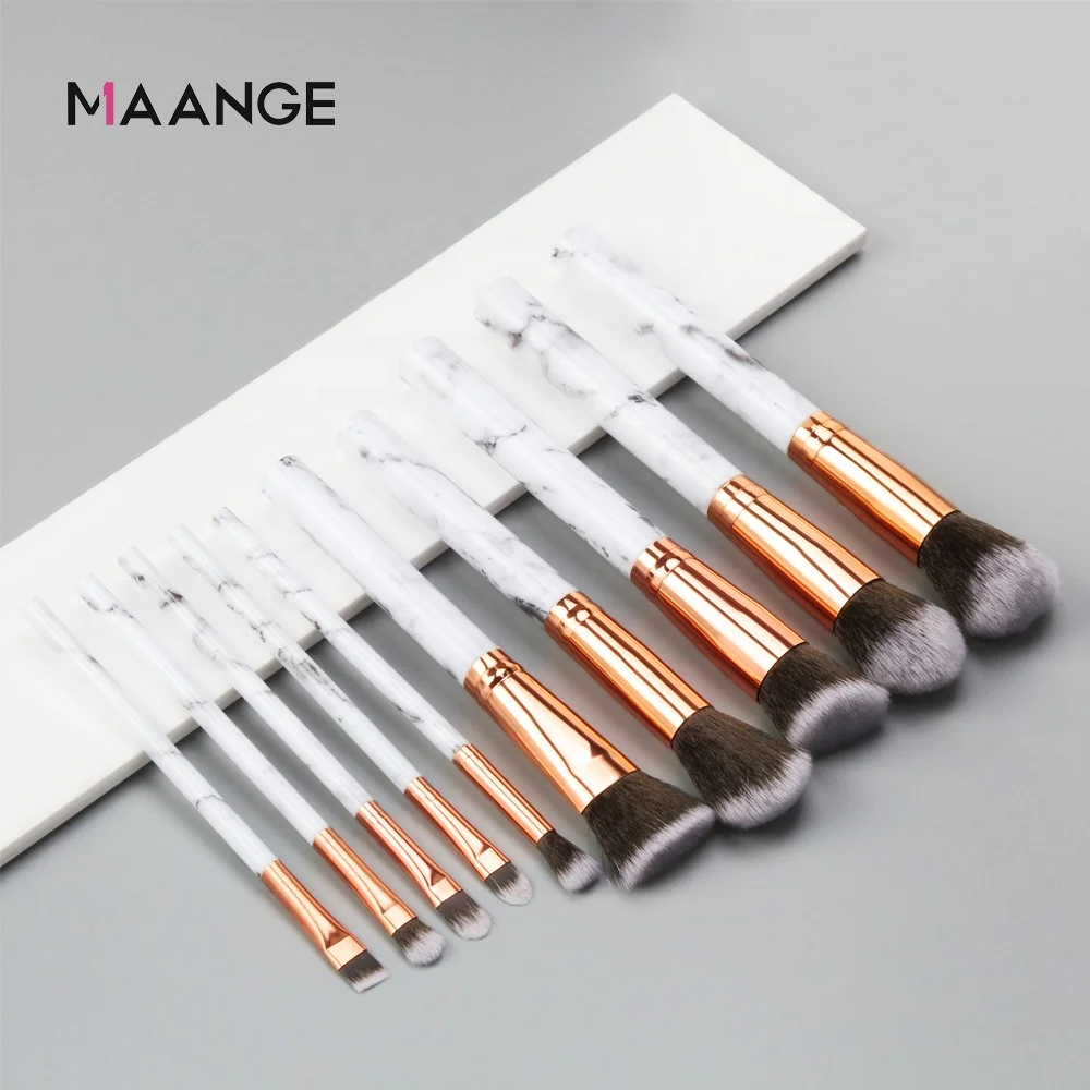 MAANGE 10pcs Cosmetic brush make set up luxury makeup brush set kit custom logo private label marble makeup brush set