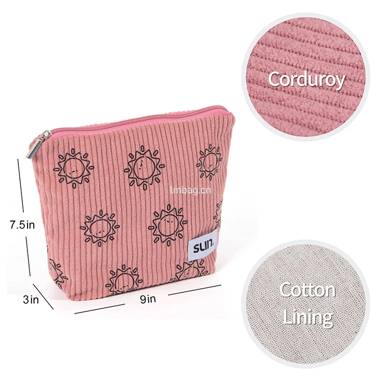 Personalized Toiletry Bag Teddy Corduroy Makeup Pouch With Logo