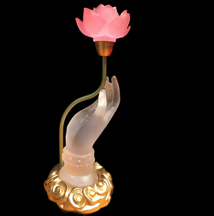 
Liuli Buddhism White Hand 7Colour LED Lotus 